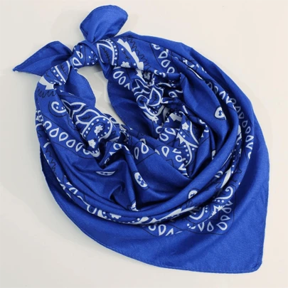 女士植物印花方形围巾，休闲波西米亚风格，适合日常穿着