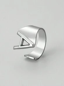 1pc European And American Style Stainless Steel Alphabet Ring, Street Style Adjustable Open Ring, Fashionable And Versatile Hip-Hop Party Ring