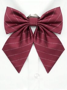 pooting bear 1pc Women's Knitted School-Style Striped Embroidered Sweater With Adjustable Bow Tie, Suitable For Daily Wear And Jk Outfits  Accessories Women