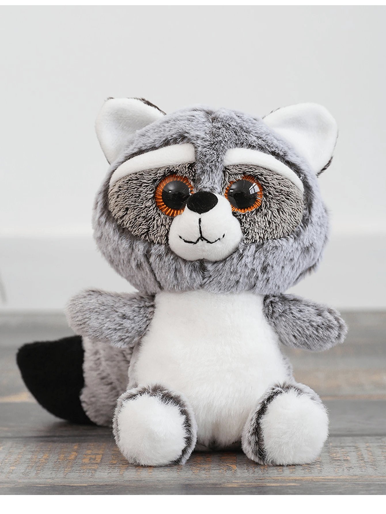 1pc 25cm Or So Cute Grey Racoon Plush Toy Animal Doll With Big Tail - Grey - View 1