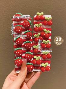 20pcs Red Children Hair Ties, Cute & No Damage Elastic Hair Bands - Multicolor - View 2