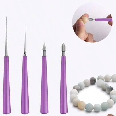 4pcs/Set Jewelry Making Tools Needle-Shaped Rhinestone File Cutter Set, Bead Beading Hole Enlarger Reamer Needle DIY Jewelry Processing Tool For Glass Plastic Metal Wood Beads