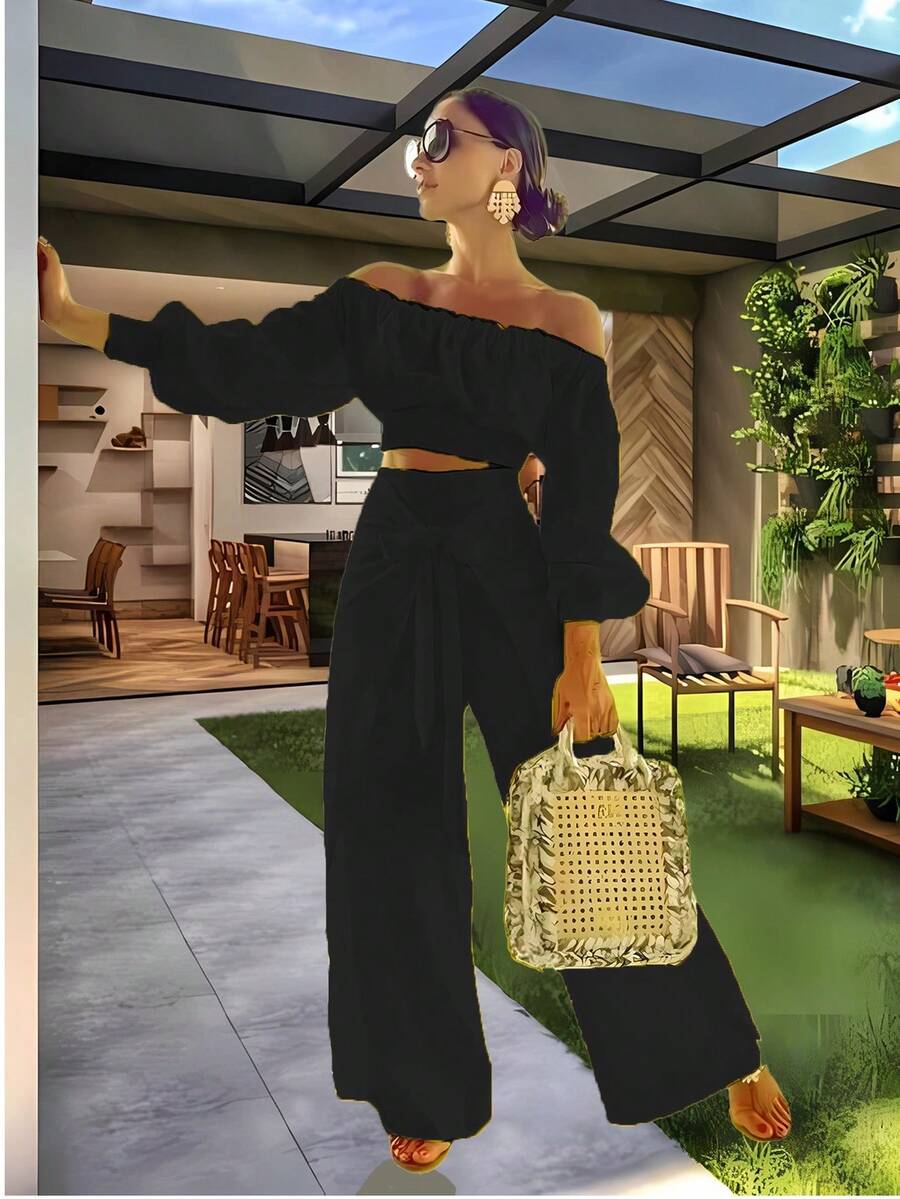 Conjunto Primavera De Dos Piezas Casual - Negro - Ver 1
