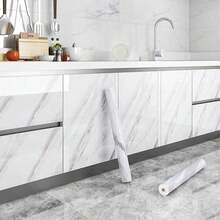 100cmMarble Self Adhesive Wall Stickers Kitchen Worktop Cupboard Cover Oil-Proof - Blanco - Ver 1