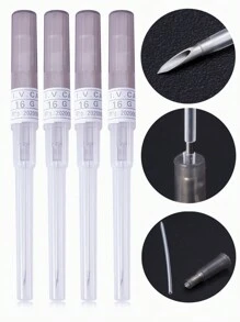 4pcs Piercing Needle New Type Automatic Release Catheter Needles 14G 16G 18G 20G Ear Lip Nose Belly Nipple Eyebrow Tongue Body Piercing Needle Tool