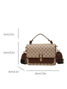 Plaid Floral Checkered Crossbody Bag For Women, Double Layer Pu Handbag, Suitable For Daily Use And Gift Giving - Grey - View 9