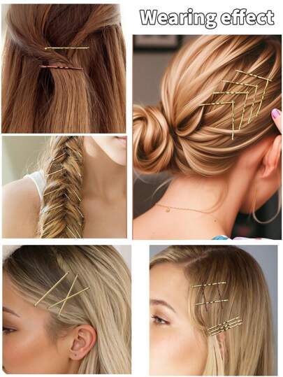 50 piezas Pinza de pelo plana, para flequillo, cabello grueso y fino, diseño simple y elegante mate, pinzas de pelo negras casuales, accesorios para el cabello, accesorios para la cabeza, pasadores, horquillas