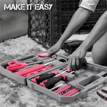 14in X 11in Pink Tool Set, Tool Kit For DIY, Necessities For Daily Decoration And Maintenance, Creative Gift For Ladies - Pink - View 5