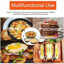 3入組蛋圈套裝,配有油刷和蛋清分離器不銹鋼蛋煮圈,可折疊手柄和不粘圓形蛋製造機烤麵糰圓環模具成型工具,適用於廚房