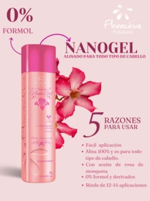 1L Alisado Orgánico Sin Formol Nanoplastia NanoGel floractive Keratina Tratamiento Capilar en Crema para Todo Tipo de Cabello - Rosa - Ver 2
