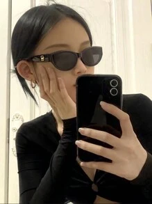 1 件女士时尚三角形猫眼时尚眼镜框，Y2K 风格，适合夏季海滩度假、户外、旅行的日常服装配饰，适合返校 - 黑色 - 查看 9