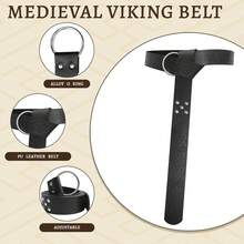 2 件/套黑色中世紀騎士腰帶,復古圖案 Pu 皮帶,適合戲劇和角色扮演服裝配件 - 黑色 - 查看 5