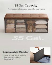 SONGMICS 43 Inches Folding Storage Ottoman Storage Chest Footrest Padded Faux Leather, Holds Up To 660 Lb, Beige,  Black,  Brown, Light, Coffee Brown, Dark Gray - Coffee Brown - View 6
