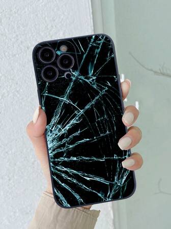 1pc Black Design Anti-Drop Colorful Abstract Painting Mobile Phone Case Compatible With Iphone