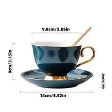 1set 230ml Ceramic Coffee Cups And Saucers Creative Afternoon Tea Flower Tea Set Cups Nordic Simple Household Teacups Gifts Mug - Green - View 2