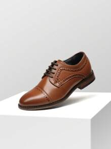 Boy's Classic Oxfords Dress Shoes Smooth PU Upper Comfortable Suitable For Back To School Daily Wear Brown Shoes - màu nâu - Xem 11