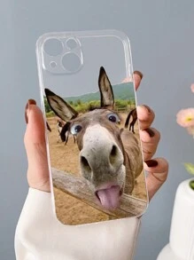 1pc Funny Donkey Printed Full Coverage Tpu Phone Case Compatible With Iphone - Multicolor - View 2