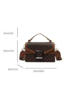 Bolso Cuadrado A Cuadros Mini Con Diseño De Doble Capa, Regalo Para Mujer Con Correa Cruzada Y Asa De Mano, Fabricado Con Piel Sintética, Elegante Y Versátil Para Su Uso Diario.