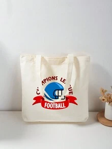 1 件儿童手提包帆布包节日礼品包购物袋学生书包方形包多功能轻便便携日常糖果收纳袋旅行度假户外儿童礼物纯色帆布图案可爱时尚休闲包适合学生中学生返校用品旅行配件 - 白色 - 查看 5