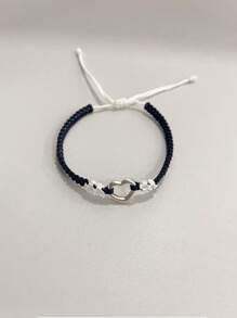 1 pièce Bracelet cœur en cordon tissé doux et simple, convient comme cadeau de couple pour la Saint-Valentin, maman, mère, fête des mères