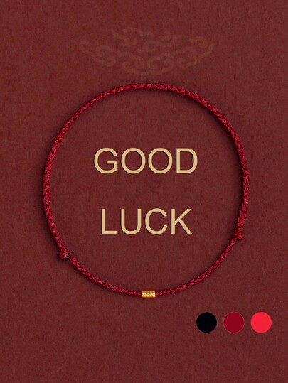 1pc Handmade Red Black String Lucky Bracelets For Men Women, Adjustable Size, Perfect Gifts For Couples Sisters Brothers Family Best Friend New Year Gift