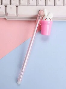 1pc Random Color Glitter Cherry Blossom Rabbit Design Ballpoint Pen, Suitable For School Students Back To School - Pink - View 8