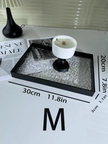 1 件高档亚克力收纳托盘轻奢浴室卫生间洗脸盆化妆品配件香薰架房间装饰家居装饰盘子厨房配件厨房装饰餐桌托盘水果托盘托盘装饰 - 黑與白 - 查看 4