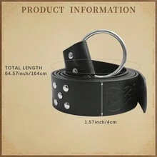 2 件/套黑色中世紀騎士腰帶,復古圖案 Pu 皮帶,適合戲劇和角色扮演服裝配件 - 黑色 - 查看 6