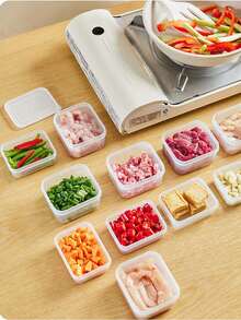1pc Freezer Meat Separator Box With Grids, Storage Container For Rice, Onion, Garlic, Ginger In Kitchen - Multicolor - View 6