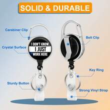 Badge Holder With Retractable Reel, Funny Fun ID Name Tag Work Badge Clip Heavy Duty Vertical Card Protector For Work Office Nurse Medical Student Teacher Women Men - Black and White - View 3