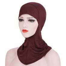 Z.H.A 1pc Solid Color Modal Turban Hat Thin Breathable Full Head Cover Scarf Cap Simple Under Scarf Cap Soft Cozy Elastic Bonnet Wrap Bonnet Hair Bonnet Turban - Multicolor - View 4