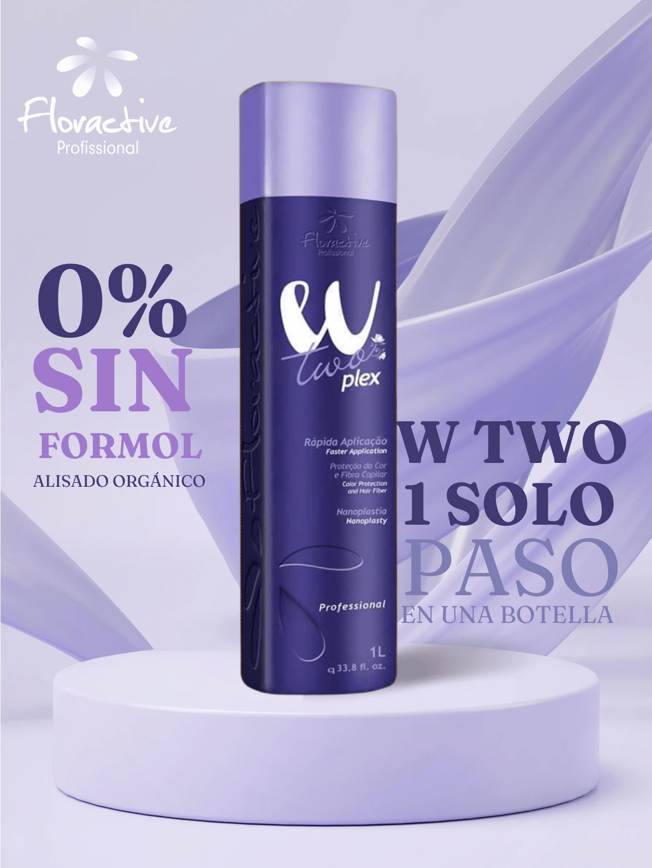 1L Alisado Orgánico Sin formol Nanoplastia W Two Floractive Keratina Tratamiento Capilar en Crema Para Rubias - Morado - Ver 1