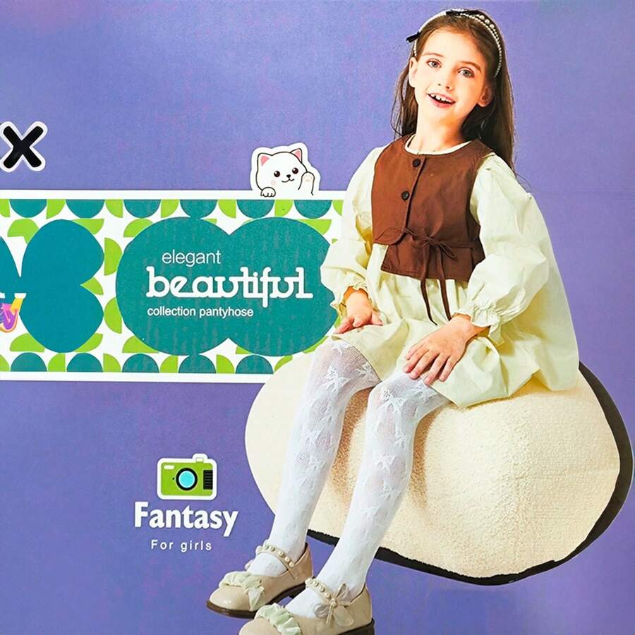 Medias Con Diseño De Moño Para Niñas - Blanco - Ver 1