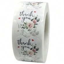 500pcs/Roll Heart Shaped Thank You Stickers, Party Wedding Favor Decoration Stickers,School Supplies,Back To School