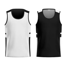 Reversible Boyfriend Style Men's Mesh Athletic Basketball Jersey Team Scrimmage Basketball Uniform - Black and White - View 1