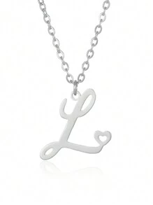 1Pc Minimalist Dainty Heart Initial Letter Pendant Necklace For Women Girls 26 English Letters Stainless Steel Clavicular Chain Necklaces Fashion Jewelry Gift