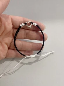 1 pièce Bracelet cœur en cordon tissé doux et simple, convient comme cadeau de couple pour la Saint-Valentin, maman, mère, fête des mères