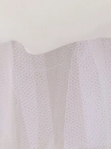 Vestido de princesa para niña con diadema, con bordado de moño, malla y encaje, adecuado para cumpleaños, florista, fiesta de boda - Blanco - Ver 9