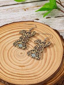 1 đôi lễ Phục sinh In hoa Báo Hình con thỏ Hoa tai - Nhiều màu - Xem 2