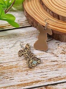 1 đôi lễ Phục sinh In hoa Báo Hình con thỏ Hoa tai - Nhiều màu - Xem 4