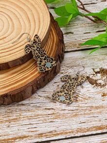 1 đôi lễ Phục sinh In hoa Báo Hình con thỏ Hoa tai - Nhiều màu - Xem 3