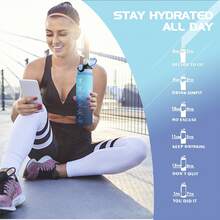 AOHAN 1pc Water Bottles 1L Sport Drinking Bottle With Straw, Dishwasher Friendly Lock Cover Leakproof Motivational Water Bottle With Time Markings, Canteen Bottle - Haze Blue - View 7