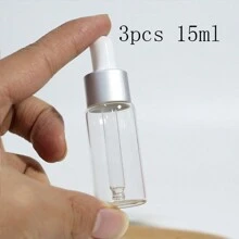 3pcs 5ml/10ml/15ml Tampa De Prata Fosca Frascos Conta-gotas De Vidro Vazio Recarregável Para Óleo Essencial Recipiente De Fluido Cosmético Com Conta-gotas De Pipeta