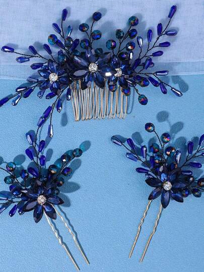 مجموعة دبوس الشعر والمشط الكريستالية 3 قطع ، اكسسوار فستان رسمي برتقالي اللون لتسريحات الشعر العلوية ، أخضر زيتوني بطراز موري القروسطي الجوتي للعروس الداكنة أثناء الزفاف