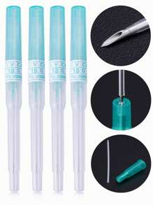 4pcs Piercing Needle New Type Automatic Release Catheter Needles 14G 16G 18G 20G Ear Lip Nose Belly Nipple Eyebrow Tongue Body Piercing Needle Tool