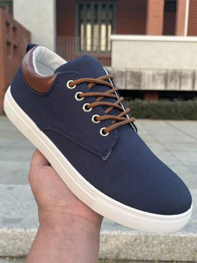 Męskie płócienne buty studenckie w kolorze niebieskim, modne, oddychające buty sportowe na co dzień