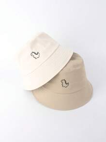 2入組女式簡約時尚恐龍刺繡漁夫帽,適合春秋季節,適用於情侶們及日常旅行戶外休閒運動 - 彩色 - 查看 6