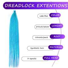 10 Strands/Pack 24 Inch Colorful Synthetic Dreadlock Extensions Thin 0.6cm Soft Fake Dreads Synthetic Crochet Braided Hair Reggae Hair Hip-Hop Style Single Ended Dreadlocks - Baby Blue - View 4