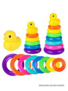 Kids' Rainbow Duck Montessori Stacking Rings Toy, Early Learning Cognitive Color Recognition Toy Children Toys,Boys Toys,Montessori