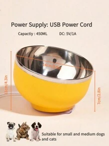 1pc USB Constant Temperature Heating Bowl 450ml Cat/Dog Lover Gift And Dog/Cat Mom Love Cat Lover Gift And Cat Mom Love And Dog Lover Gift And Dog Mom Love Drinking Water Bowl,Suitable For Cat Lover Gift And Cat Mom Loves And Dog Lover Gift And Dog Mom Loves To Thaw Food And Winter Food Heating ,No Shift Will Not Upset, USB Style,No Adapter